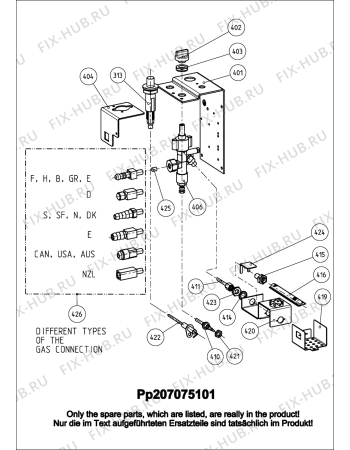 Взрыв-схема холодильника Dometic ACX35EGP - Схема узла Gas-equipment