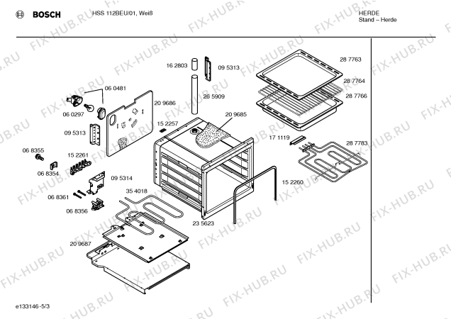 Взрыв-схема плиты (духовки) Bosch HSS112BEU - Схема узла 03