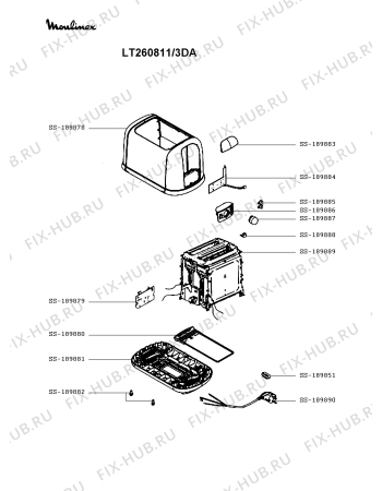 Схема №1 TT260ECL/3DA с изображением Блок управления для электротостера Moulinex SS-189884
