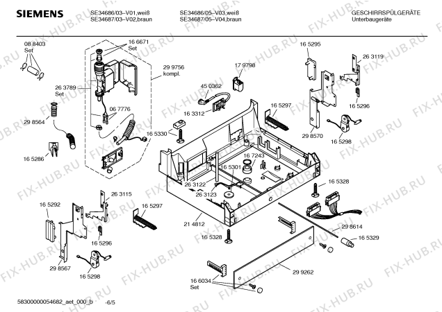 Взрыв-схема посудомоечной машины Siemens SE34687 EXTRAKLASSE - Схема узла 05