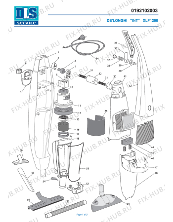 Схема №1 COLOMBINA XLF1300E 220V с изображением Держатель для электропылесоса DELONGHI 5319210581
