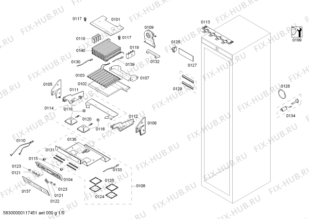 Схема №5 T18IF70CSS с изображением Монтажный набор для холодильной камеры Bosch 00661386