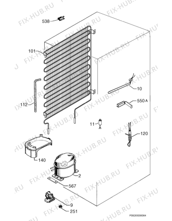 Взрыв-схема холодильника Zanussi Electrolux ZK24/11R4 - Схема узла Cooling system 017