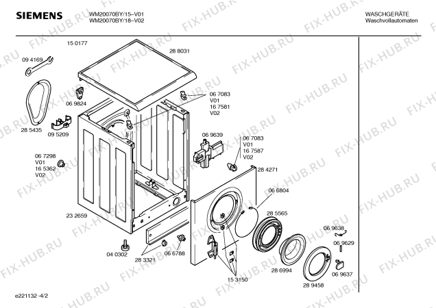 Схема №4 WM21070BY с изображением Инструкция по эксплуатации для стиралки Siemens 00517866