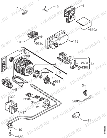 Взрыв-схема посудомоечной машины Zanussi DW917 - Схема узла Electrical equipment 268