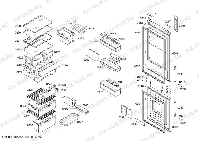 Схема №4 KDN32A00 с изображением Панель для холодильной камеры Bosch 00663180