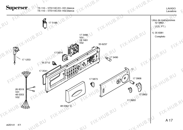 Схема №4 5TS110C TS110 с изображением Кабель для стиралки Bosch 00480353