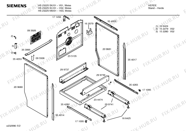 Взрыв-схема плиты (духовки) Siemens HS23225SK - Схема узла 02