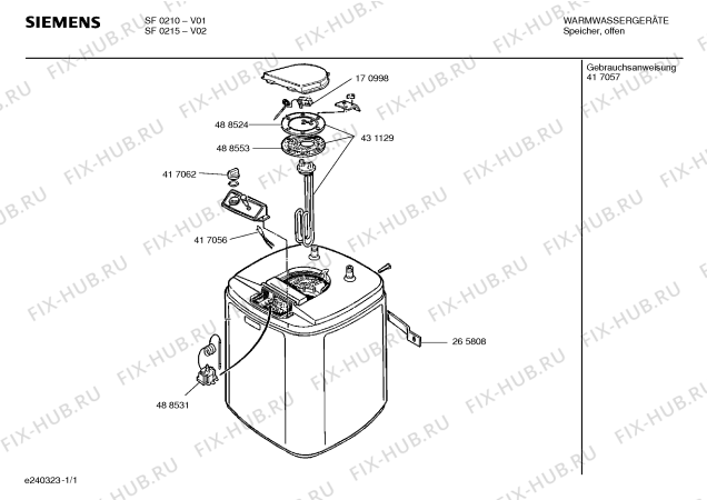 Схема №1 SF0210 с изображением Уплотнитель для водонагревателя Siemens 00488553