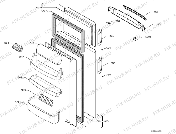 Взрыв-схема холодильника Rex Electrolux RRD34357C - Схема узла Door 003