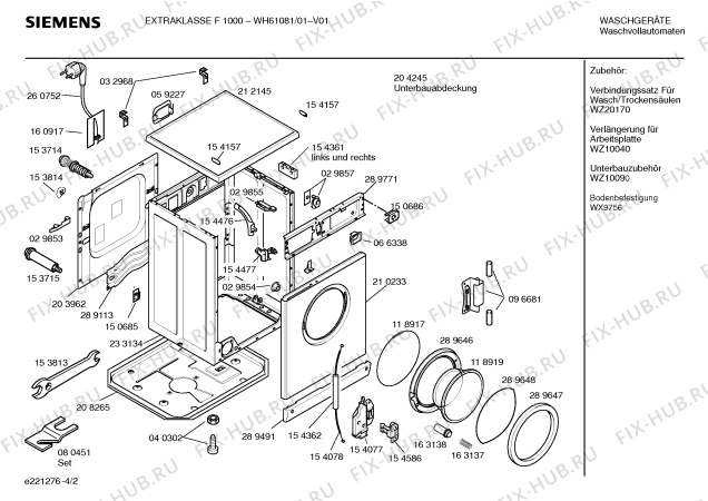 Схема №4 WH61081 EXTRAKLASSE F 1000 с изображением Инструкция по эксплуатации для стиральной машины Siemens 00521061