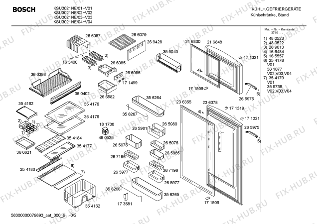 Схема №3 KSU30600NE с изображением Дверь для холодильника Bosch 00216848