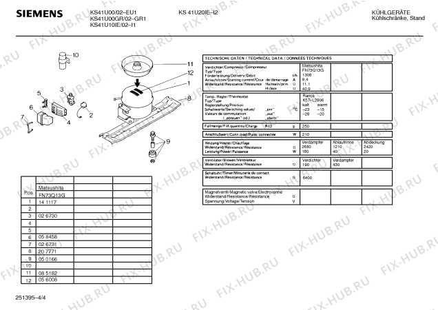 Схема №4 KS41U10IE с изображением Конденсатор для холодильной камеры Bosch 00231134