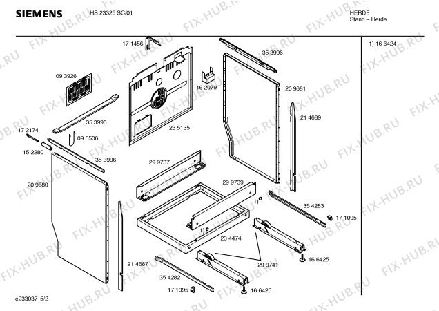 Взрыв-схема плиты (духовки) Siemens HS23325SC - Схема узла 02
