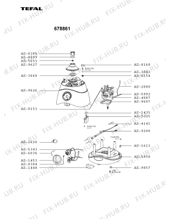 Взрыв-схема блендера (миксера) Tefal 678861 - Схема узла 4P002592.4P2