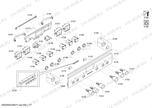 Схема №7 HA854520F с изображением Панель управления для духового шкафа Siemens 11010243