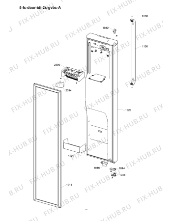Схема №9 WSX5172K MS с изображением Уплотнитель (прокладка) для холодильника Whirlpool 482000007178