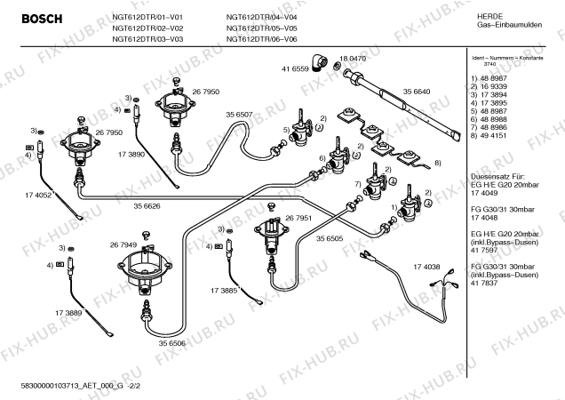 Схема №2 NGT612DTR с изображением Инструкция по эксплуатации для плиты (духовки) Bosch 00591549