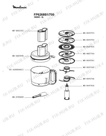 Взрыв-схема кухонного комбайна Moulinex FP6268B1/700 - Схема узла AP004187.8P2