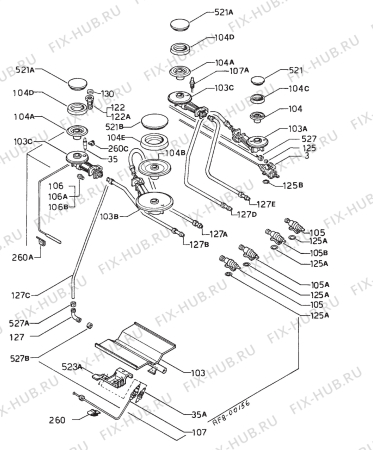 Взрыв-схема плиты (духовки) Rex D9540SA - Схема узла Functional parts 267