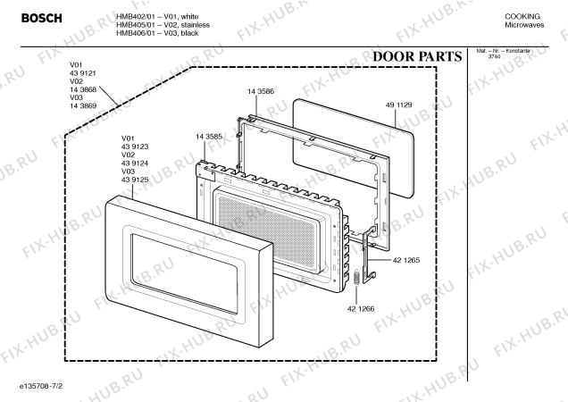 Схема №7 HMB402 с изображением Дверь для электропечи Bosch 00439121