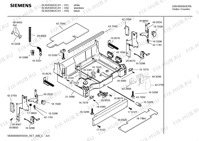 Схема №6 SL84A302UC hydroSensor с изображением Инструкция по установке/монтажу для электропосудомоечной машины Siemens 00588175