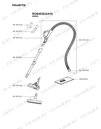 Схема №2 RO6443EA/410 с изображением Наставление для электропылесоса Rowenta RS-RT4316