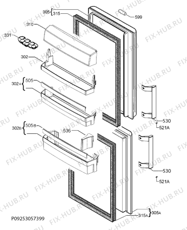 Взрыв-схема холодильника Aeg S74000CSW0 - Схема узла Door 003