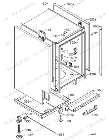 Взрыв-схема посудомоечной машины Aeg F74550I-W - Схема узла Housing 001