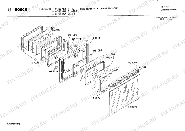 Взрыв-схема плиты (духовки) Bosch 0750452114 HBE680R - Схема узла 03