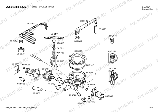 Взрыв-схема посудомоечной машины Aurora 3VSAU1TRA 2002 - Схема узла 04