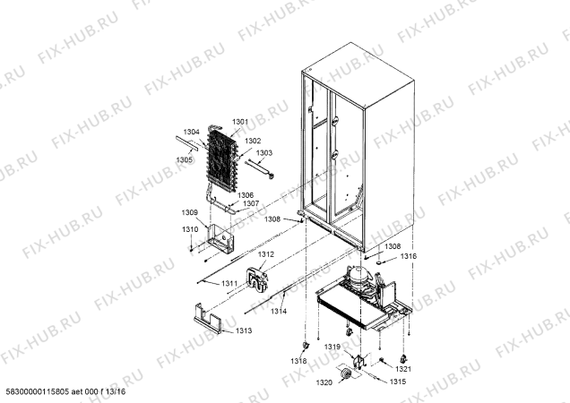 Схема №16 B22FT80SNS с изображением Крышка для холодильника Bosch 00420698