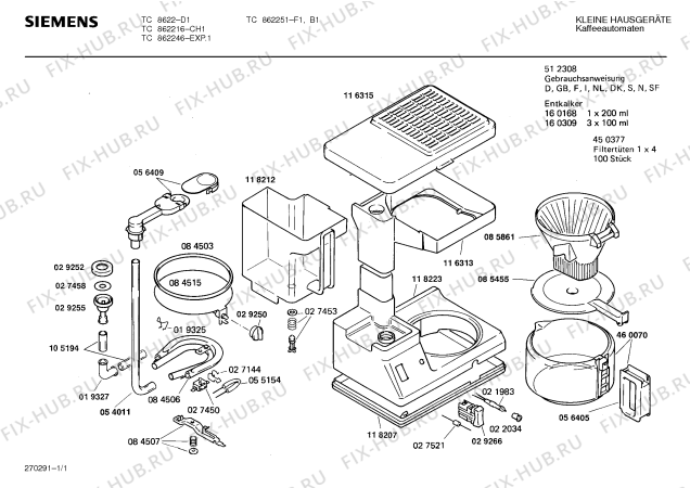 Схема №1 TC862246 с изображением Цоколь для электрокофеварки Siemens 00118223