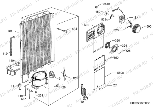 Взрыв-схема холодильника Aeg Electrolux S73800KMM0 - Схема узла Cooling system 017