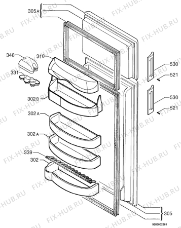 Взрыв-схема холодильника Rex RD385SA - Схема узла Door 003