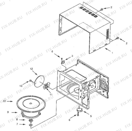 Взрыв-схема микроволновой печи Elektro Helios ME233 - Схема узла Oven body