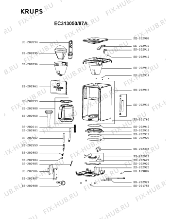 Схема №1 EC313050/87A с изображением Блок управления для кофеварки (кофемашины) Krups SS-202906