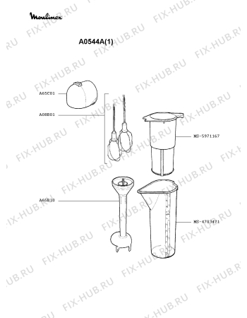 Взрыв-схема блендера (миксера) Moulinex A0544A(1) - Схема узла QP000794.6P2