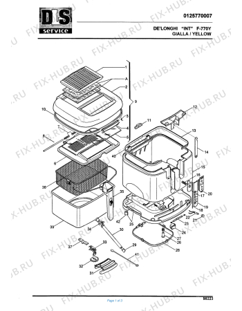 Схема №1 F 770Y с изображением Крышка для тостера (фритюрницы) DELONGHI 5925102200