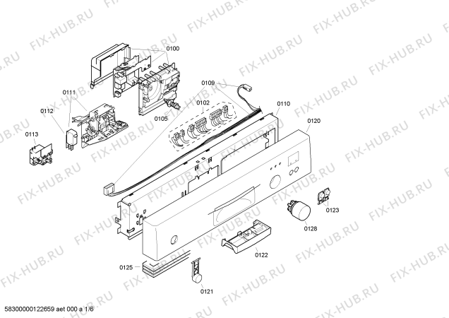 Схема №6 SE55E652EU с изображением Передняя панель для посудомоечной машины Siemens 00666994