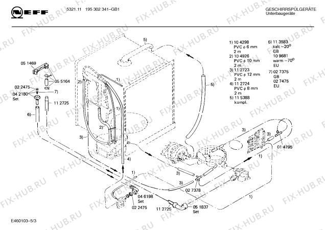 Взрыв-схема посудомоечной машины Neff 195302341 5321.11 - Схема узла 03