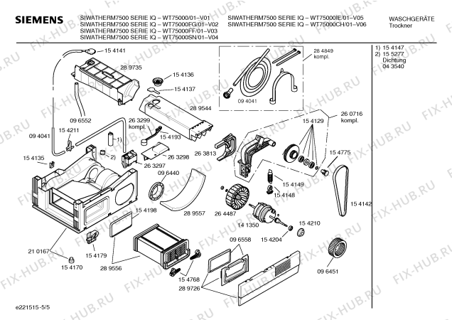 Схема №5 WT75000SN SIWATHERM 7500 SERIE IQ с изображением Инструкция по эксплуатации для сушильной машины Siemens 00525161
