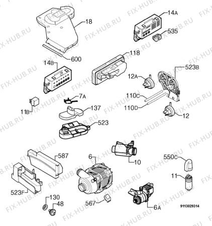 Взрыв-схема посудомоечной машины Privileg 274638_11031 - Схема узла Electrical equipment 268