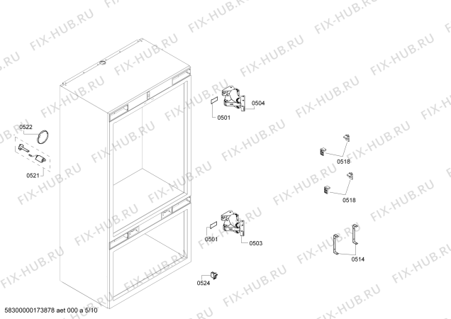 Схема №10 T30BB810SS с изображением Крышка для холодильника Bosch 00627459