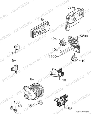 Взрыв-схема посудомоечной машины Electrolux RSF63012W - Схема узла Electrical equipment 268