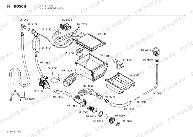 Схема №4 V416NIROST с изображением Кнопка для стиралки Bosch 00067874