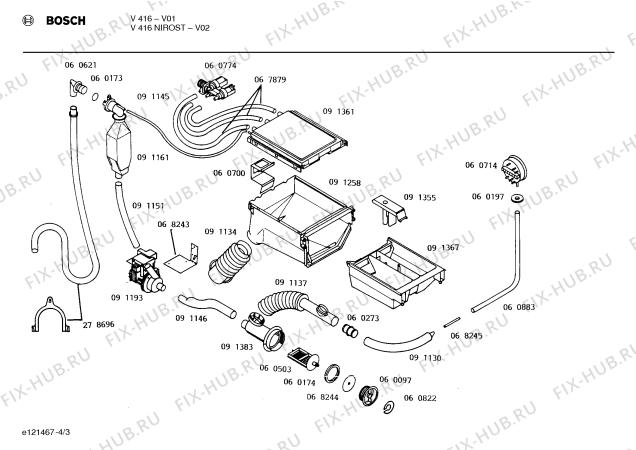 Схема №4 V416NIROST с изображением Переключатель для стиралки Bosch 00068258