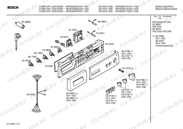 Схема №4 WFB3200TH COMFORT QUICK850 с изображением Панель управления для стиральной машины Bosch 00364796