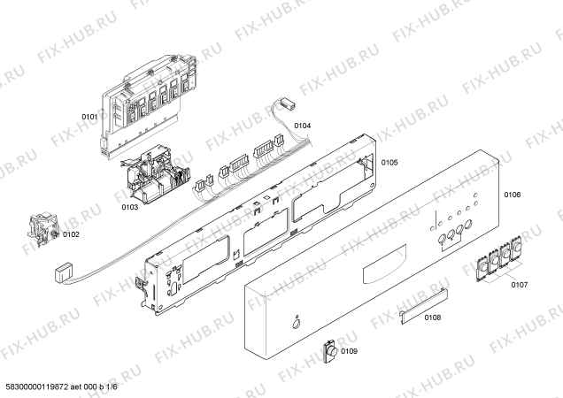 Схема №6 SHE42L12UC DLX Series с изображением Панель управления для посудомойки Bosch 00477000
