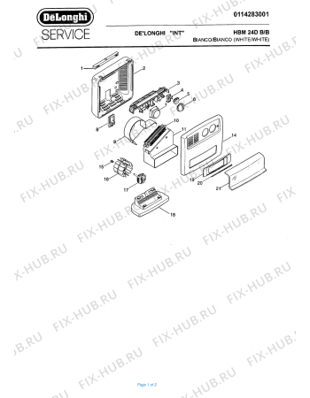 Схема №1 HBM24D BIANCO/BIANCO // WHITE/WHITE с изображением Панель для ветродува DELONGHI 709078